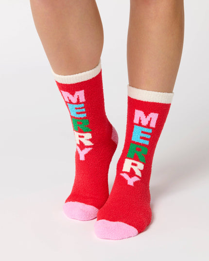 "MERRY" SOCKS RED