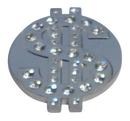 Dollar Sign Ball Marker with Clear Crystals