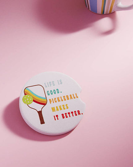 Sport Pickleball Round Pattern Ceramic Car Coaster