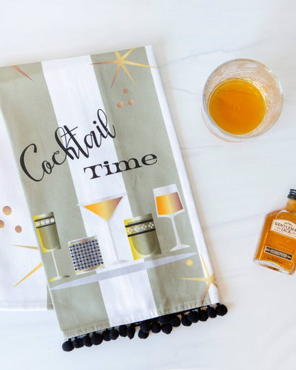 Vintage Cocktail Time Mid century Modern Bar Tea Towel