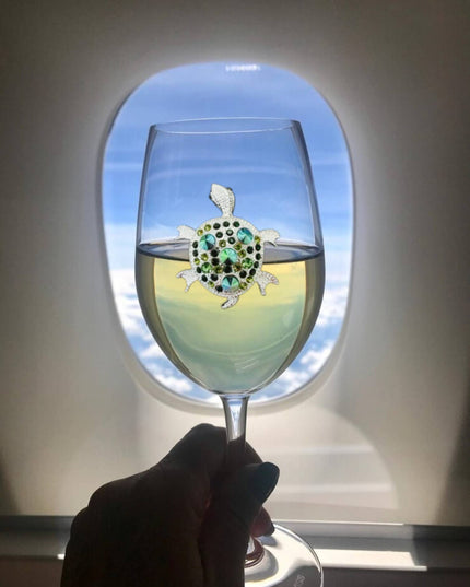 Sea Turtle Jeweled Stemmed Wine Glass