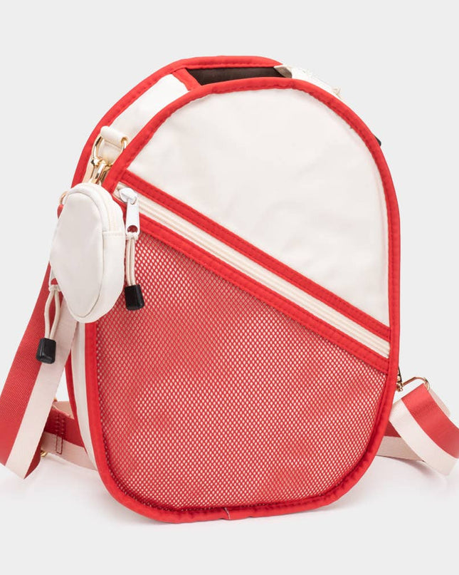 Pickleball Sling Crossbody Bag, Ivory Black
