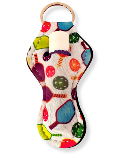 Chapstick Holder Keychain Pickleball Print
