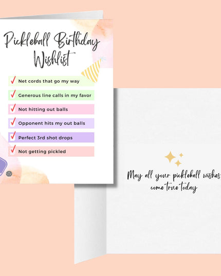 Pickleball Birthday Wishlist Greeting Card