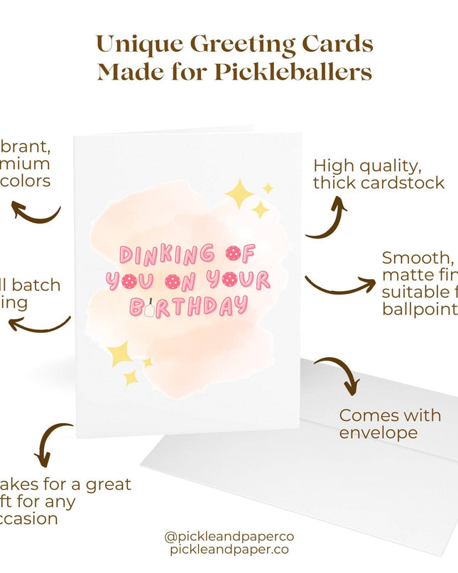 Dinking of You on Your Birthday Pickleball Greeting Card