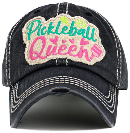 "Pickleball Queen" Vintage Washed Baseball Cap