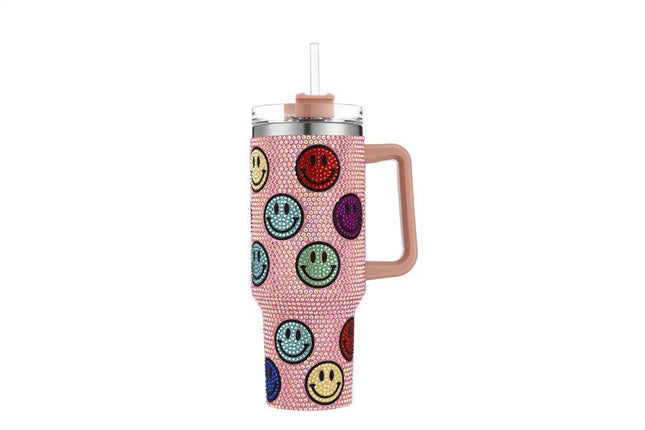 Full Rhinestone Colored Happy ☺ Tumbler 40 oz