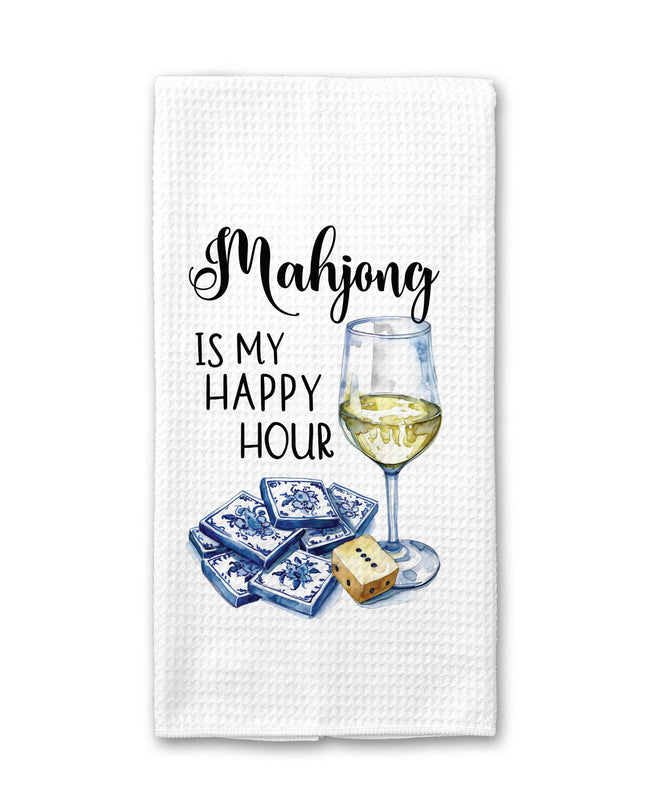 Mahjong Happy Hour Towel, Mahjong Tile Game Decor