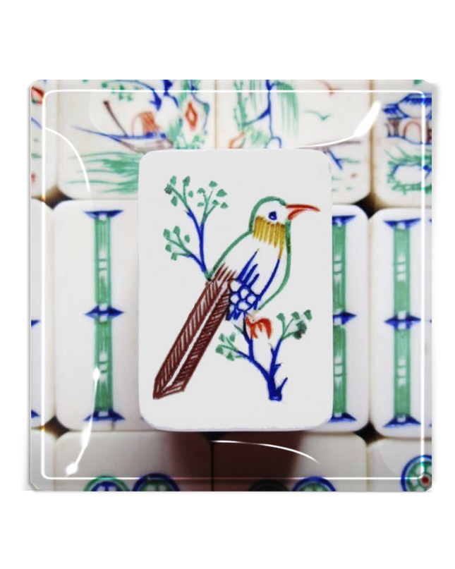 Mahjong #3 Decoupage Glass Tray