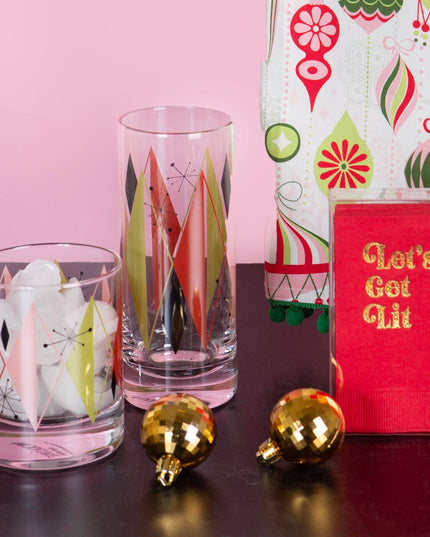 Retro Vintage Diamond Highball Cocktail Glass