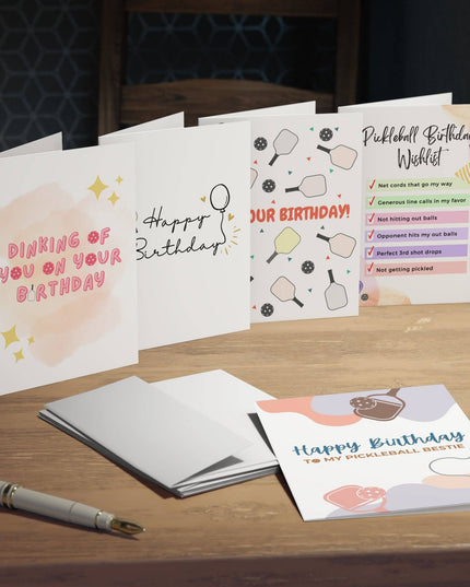 Pickleball Birthday Greeting Card Bundle Gift Set (Pack of 5)