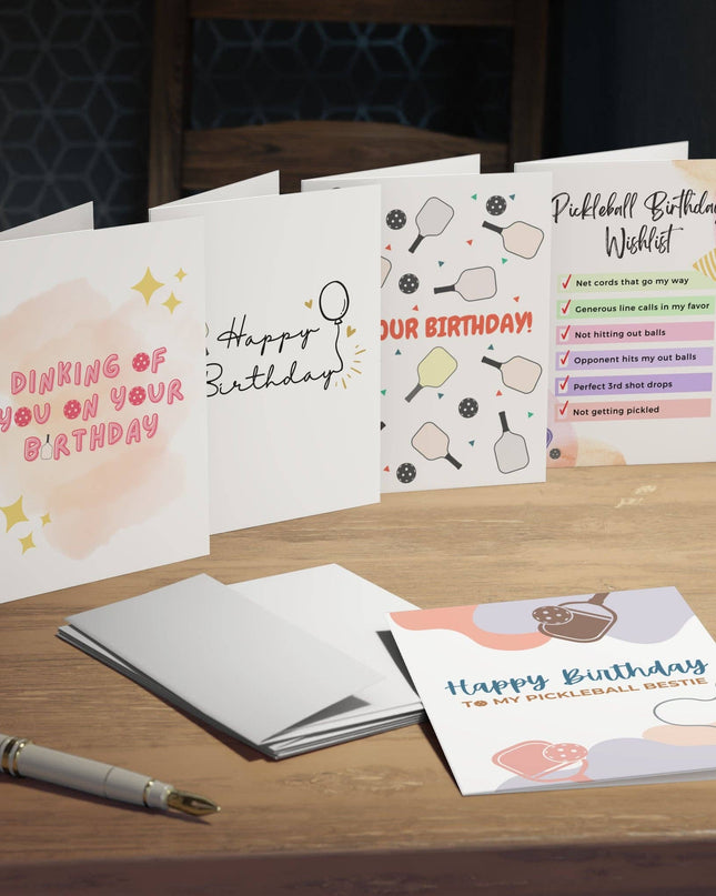 Pickleball Birthday Greeting Card Bundle Gift Set (Pack of 5)