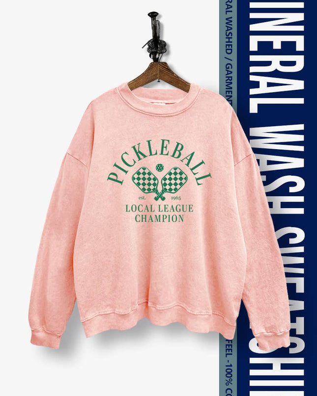 PICKLEBALL PRINT MINERAL WASH SWEATSHIRT BLUE