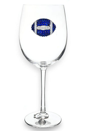 Football Stemmed - Light Blue and White Wine Glass