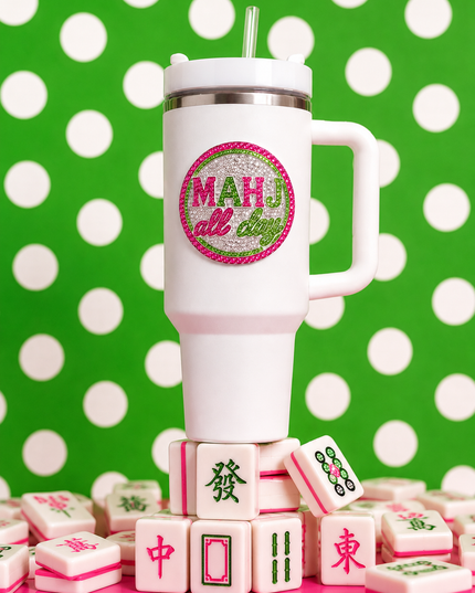 Mahjong Jeweled 40oz whiteTumbler