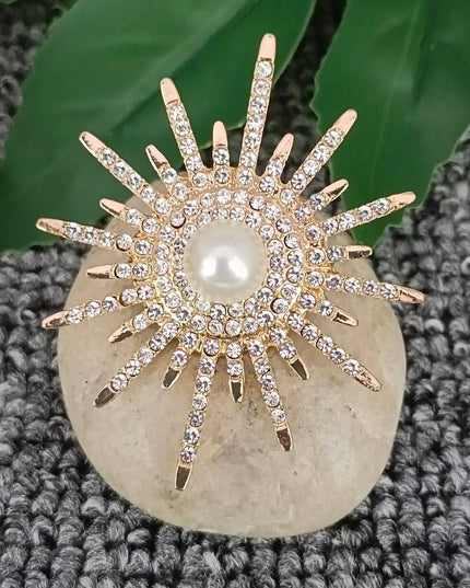 Cubic Zirconia Metal Sunflower Brooch