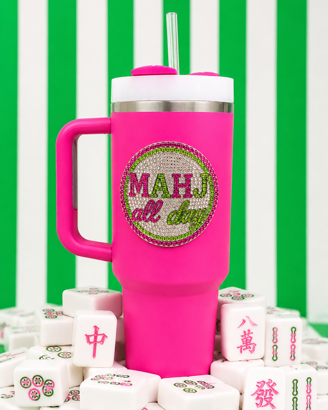 Mahjong Jeweled 40oz Pink Tumbler
