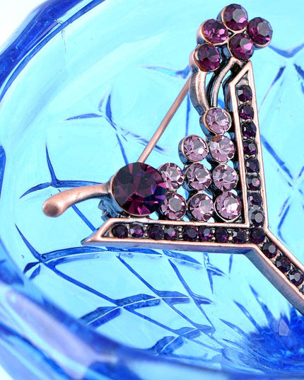Copper Purple Cocktail Wine Cherry Glass Brooch Pin