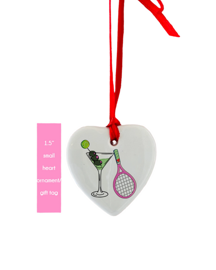 Gift Tag: Tennis & Martini Heart Tag Ornament