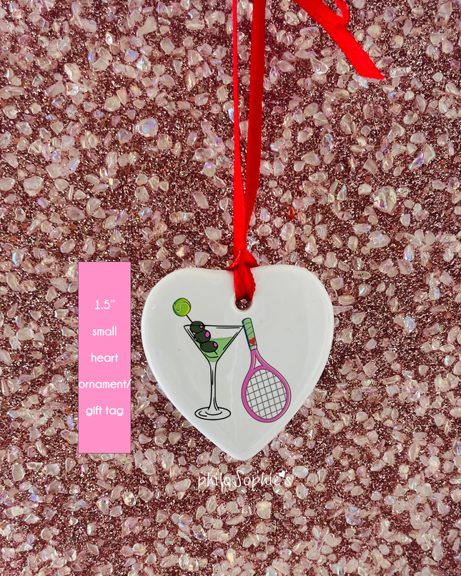 Gift Tag: Tennis & Martini heart tag / Gift Tag, Ornament