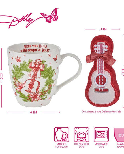 Dolly Parton Hldy Toile 18Oz Mug & Ornament Brown Box Pkg