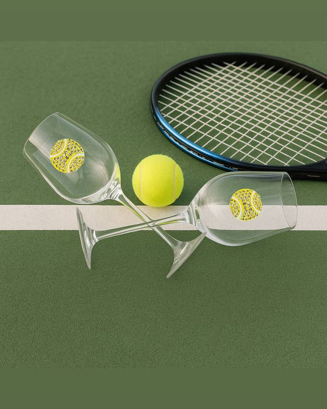 Tennis Ball Jeweled Stemmed Wine Glass