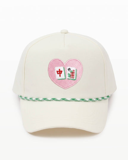 MAHJONG Heart Tiles Embroidered 5 Panel Hat with Rope