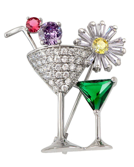 Copper Purple Cocktail Wine Cherry Glass Brooch Pin