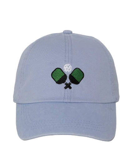 Light blue cap with a green and black design on a white background