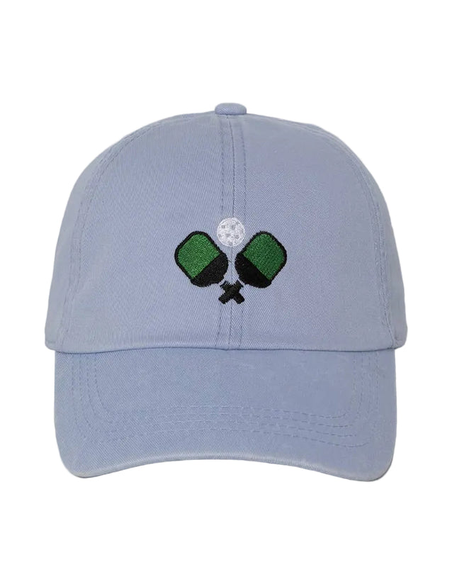 Light blue cap with a green and black design on a white background
