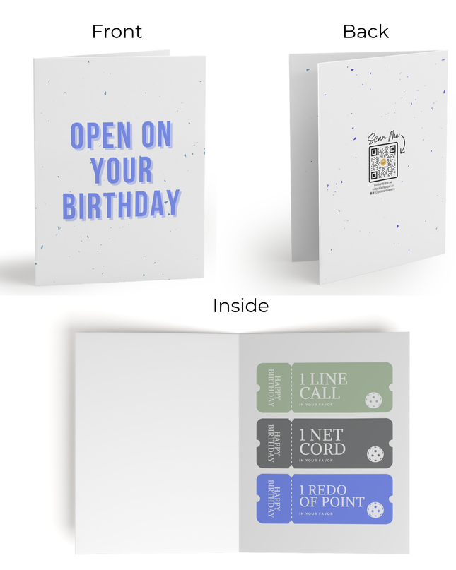 Open On Your Birthday Pickleball Coupon Voucher Greeting Card