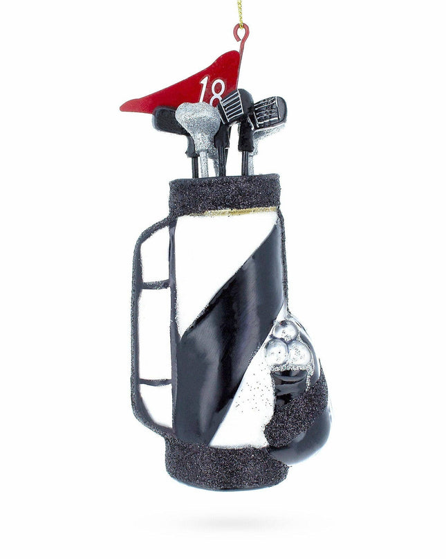 Sporty Golf Bag with Clubs Blown Glass Ornament