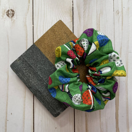Green Pickleball Cotton Handmade Scrunchie