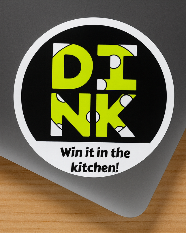 DINK Pickleball Sticker – Win It in the Kitchen! Funny Neon Circle Decal