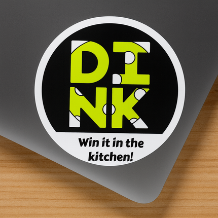 DINK Pickleball Sticker – Win It in the Kitchen! Funny Neon Circle Decal