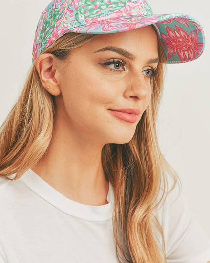 Geometric Pattern Floral Baseball Cap