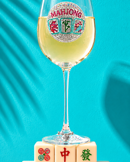 Mahjong Jeweled Stemmed Wine Glass