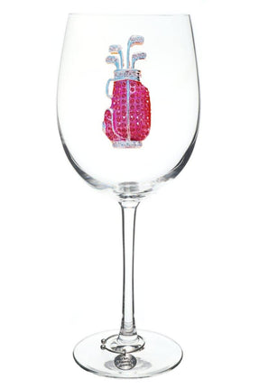 Golf Bag Jeweled Stemmed Wine Glass