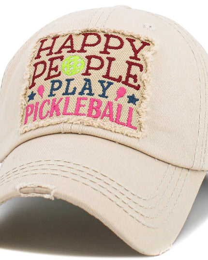 Happy People Play Pickleball Washed Vintage Ballcap