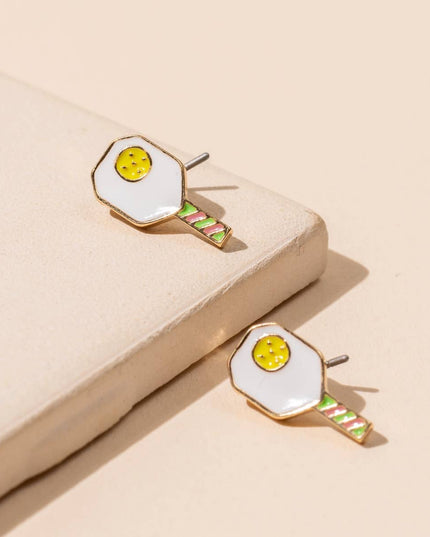 Enamel Pickleball 18K Gold Dip Stud Earring
