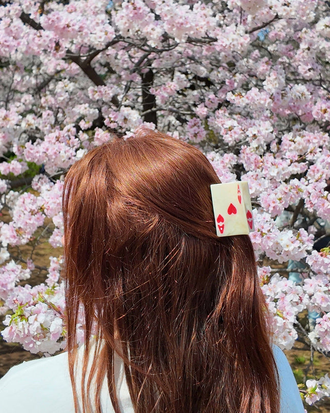 Hand-painted Mini Ace of Heart Claw Hair Clip