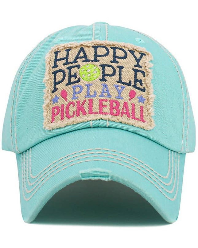 HAPPY PEOPLE PLAY PICKLEBALL Vintage Baseball Cap
