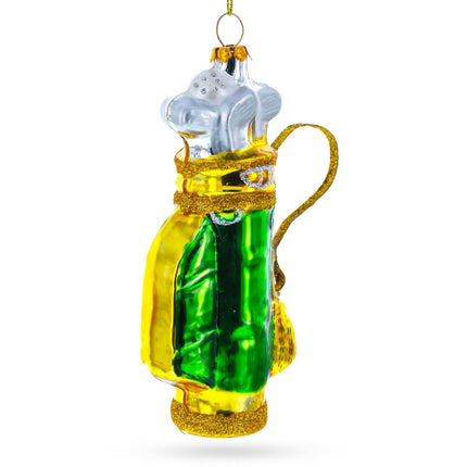 Golden Golf Bag Glass Ornament