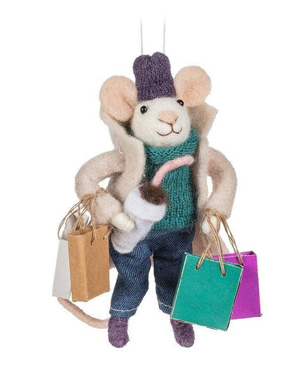 Shopping Mouse Felt Ornament
