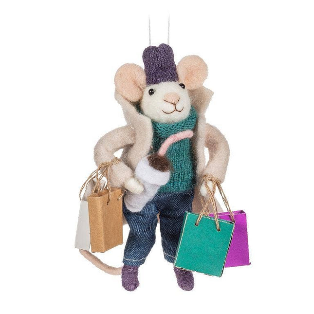 Shopping Mouse Felt Ornament