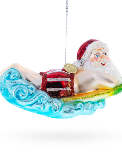 Surfing Santa Ornament