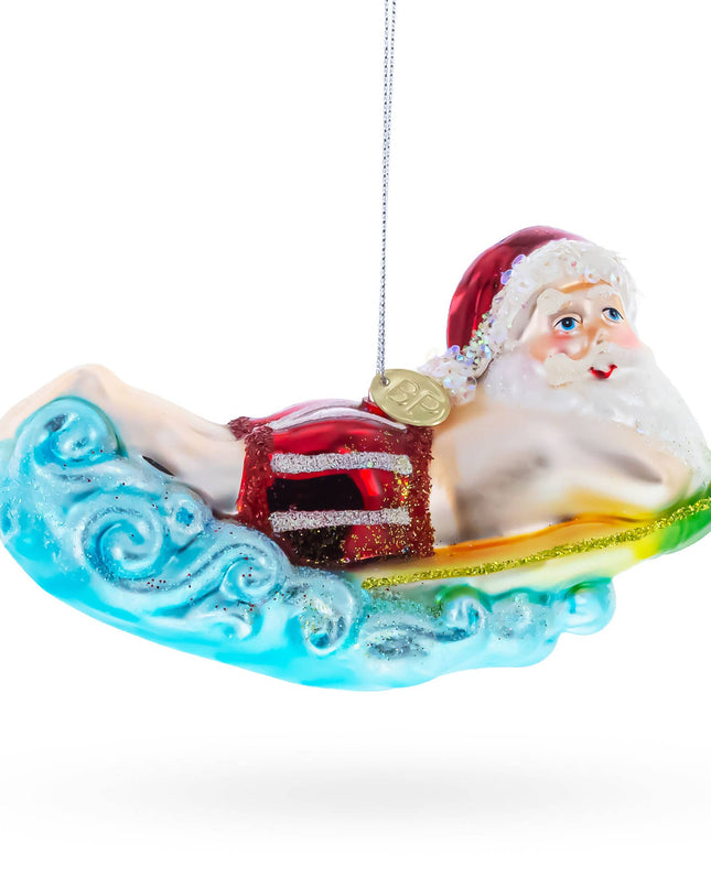 Surfing Santa Ornament