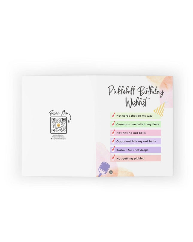 Pickleball Birthday Wishlist Greeting Card