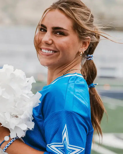 Game Day Blue/White Hair Tie Bracelets