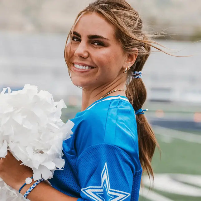 Game Day Blue/White Hair Tie Bracelets